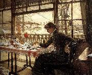 James Tissot Room Overlooking the Harbour oil